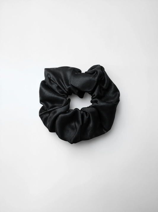100% Mulberry Silk Scrunchie - Black